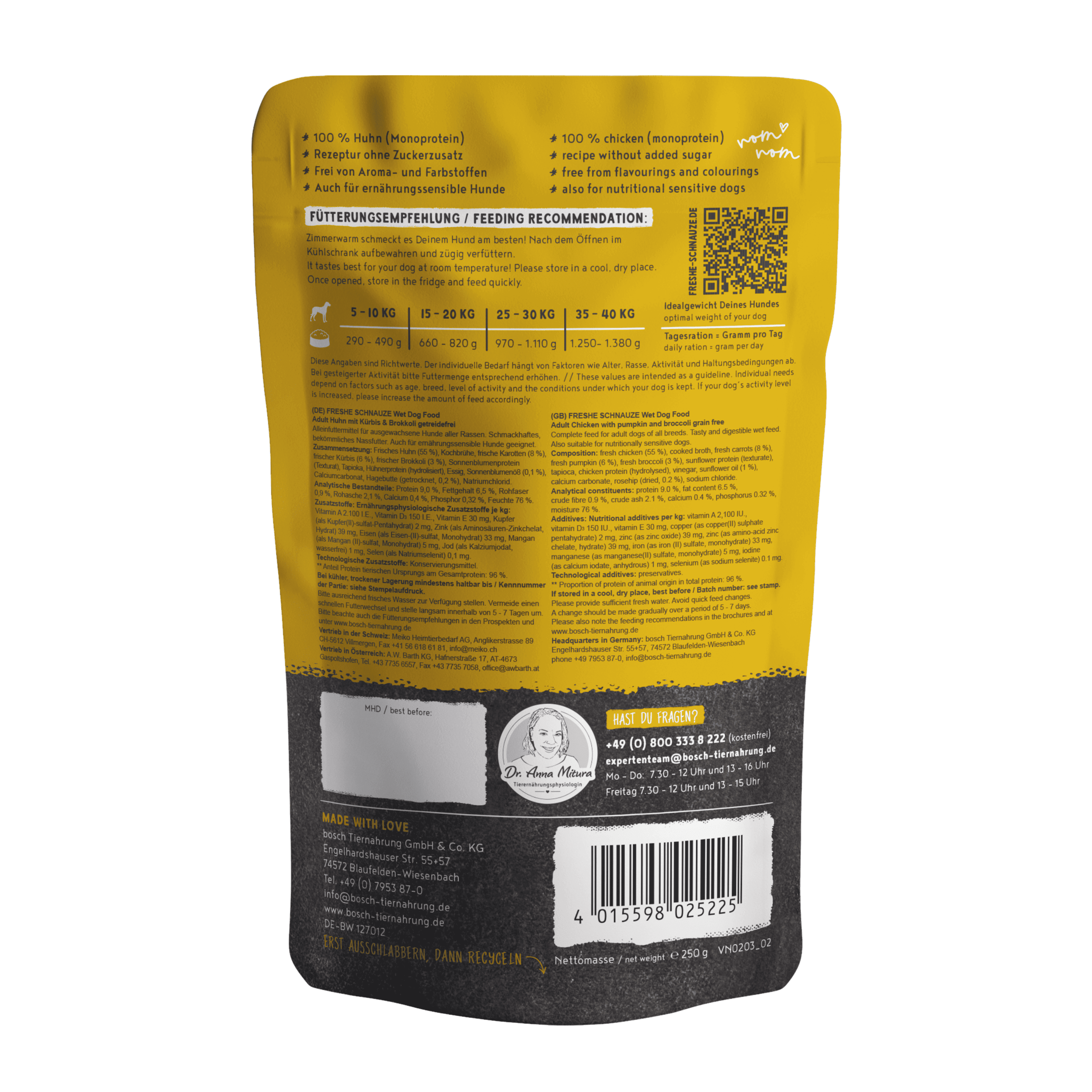 Topping au poulet pour chien digestif sans gluten avec protéines animales de qualité.
