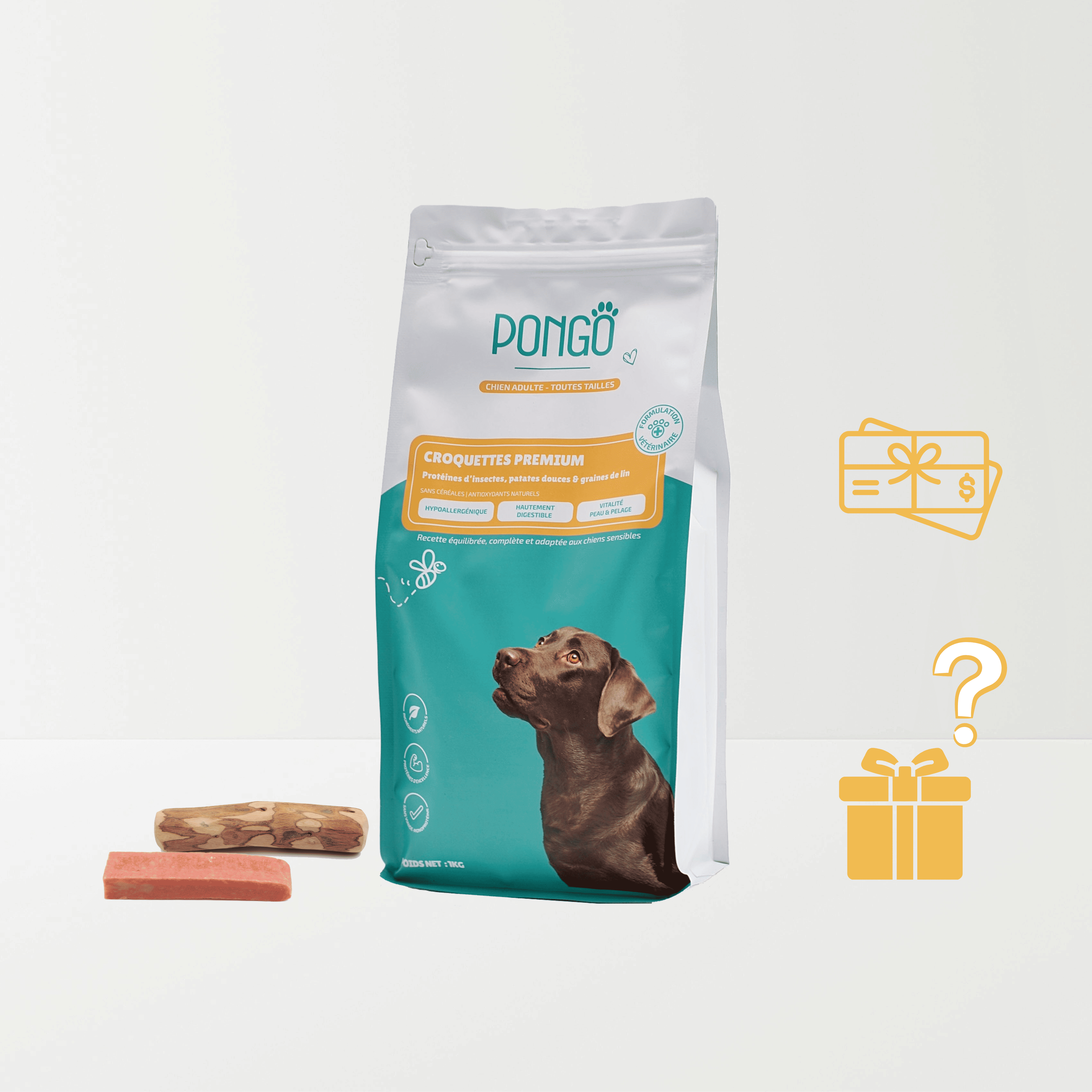 Croquettes aux insectes 
Chien sensibles avec des friandises de mastication naturelle hypoallergéniques