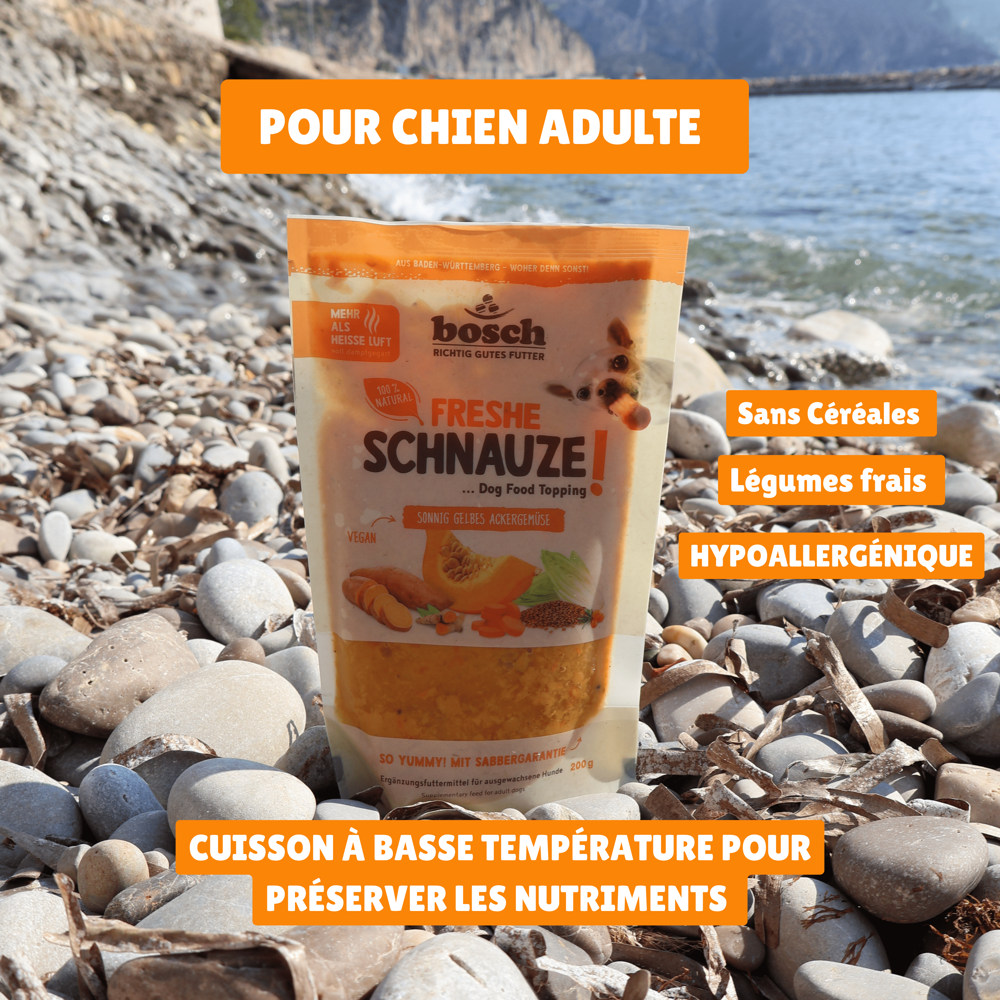 Alimentation pour chien sensible sans céréales adaptée aux allergies alimentaires et troubles digestifs.